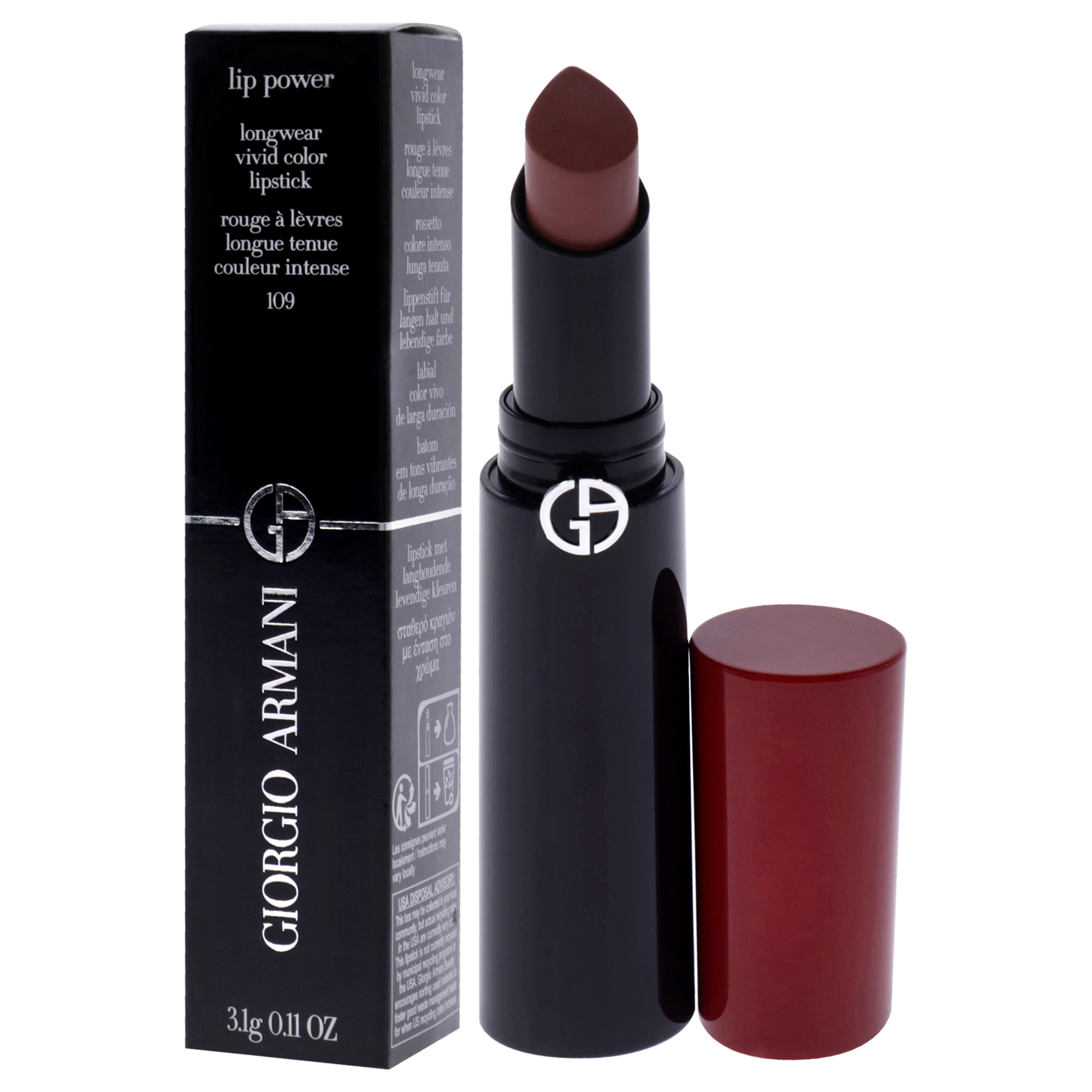 Foto 4 pulgar | Lápiz Labial Giorgio Armani Lip Power Longwear Vivid Color 109 - Venta Internacional.