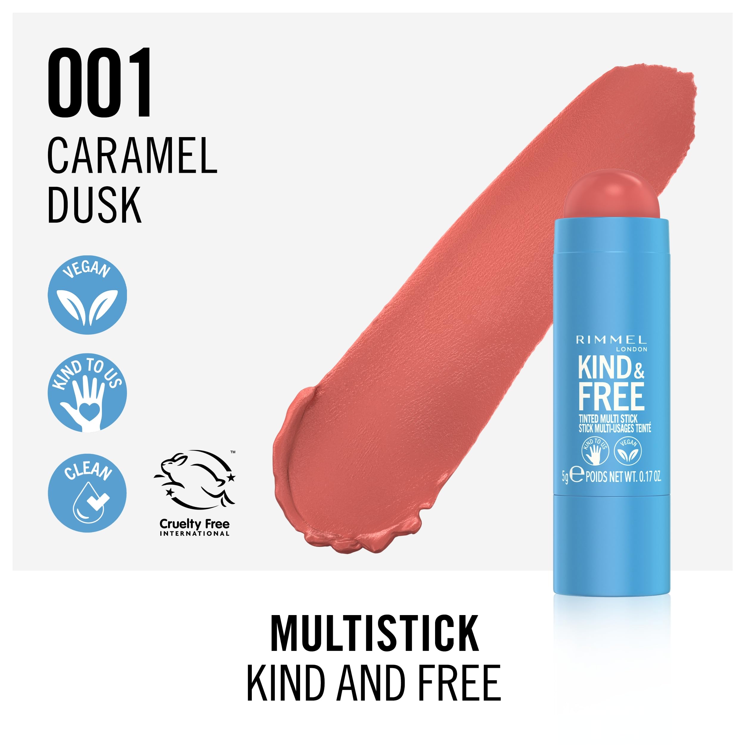 Foto 3 pulgar | Multiadherente Rimmel London Kind & Free 001 Caramel Dusk, 5 Ml - Venta Internacional.