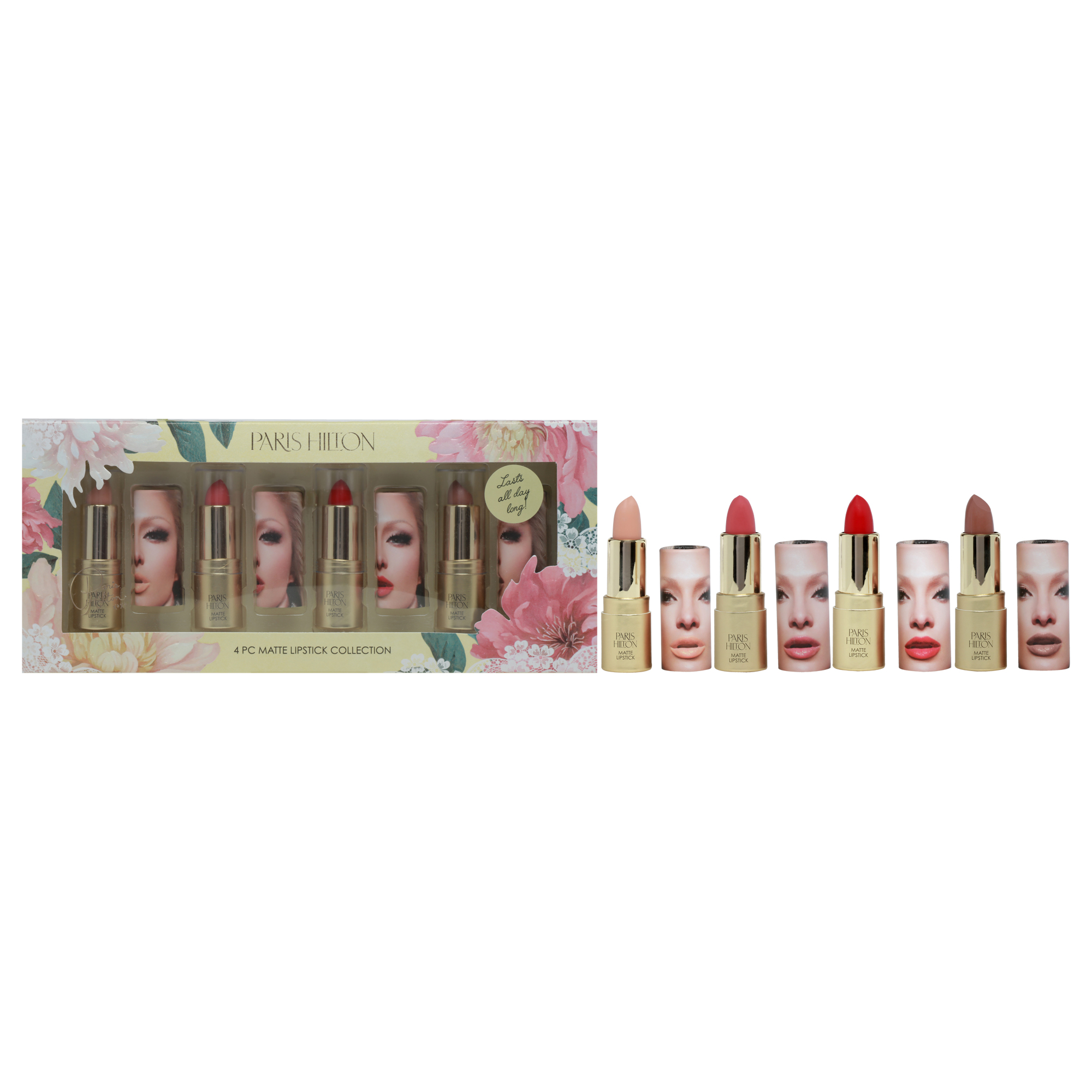 Set De 4 Unidades De Pintalabios Paris Hilton Cosmetics Matte Collection - Venta Internacional.