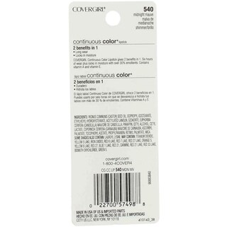 Foto 5 | Lápiz Labial Covergirl Continuous Color Midnight Mauve 540 3,8 Ml - Venta Internacional.
