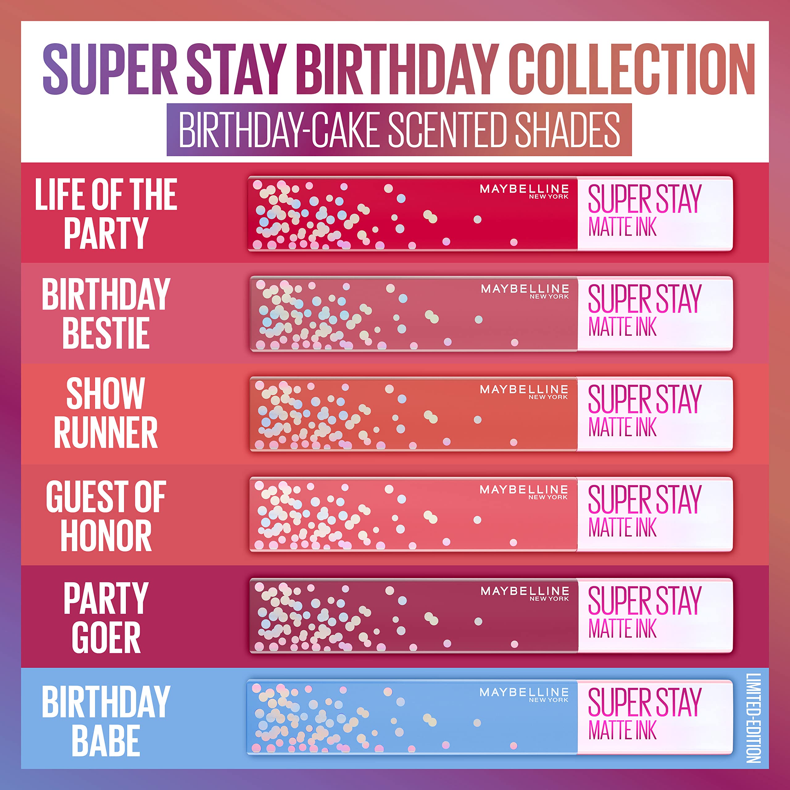 Foto 6 pulgar | Lápiz Labial Líquido Maybelline Super Stay Matte Ink Birthday Babe - Venta Internacional.