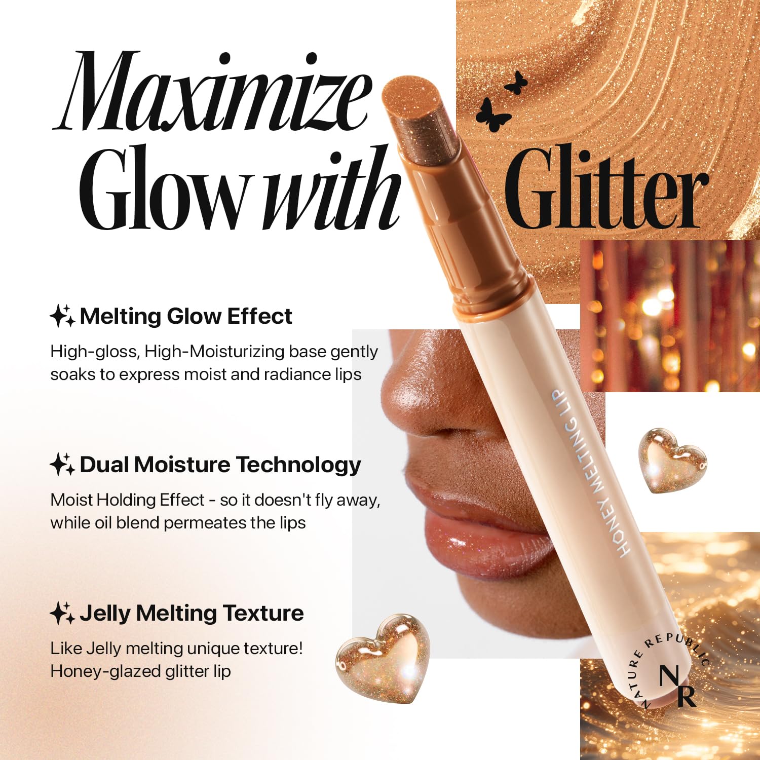 Foto 5 pulgar | Lápiz Labial Nature Republic Honey Melting 13-14 Glitter Maple - Venta Internacional.