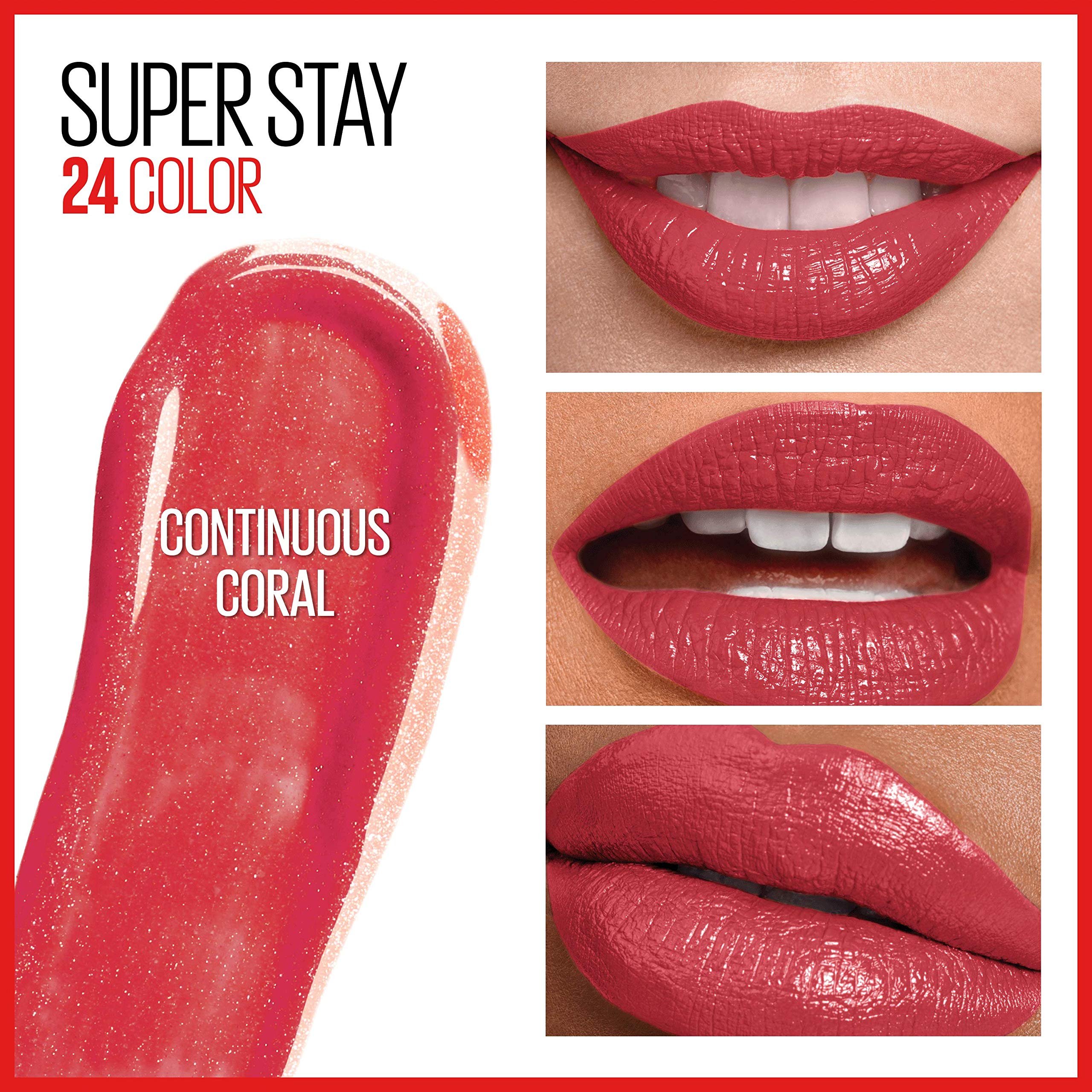Foto 4 pulgar | Lápiz Labial Líquido Maybelline Super Stay 24 Continuous Coral - Venta Internacional.