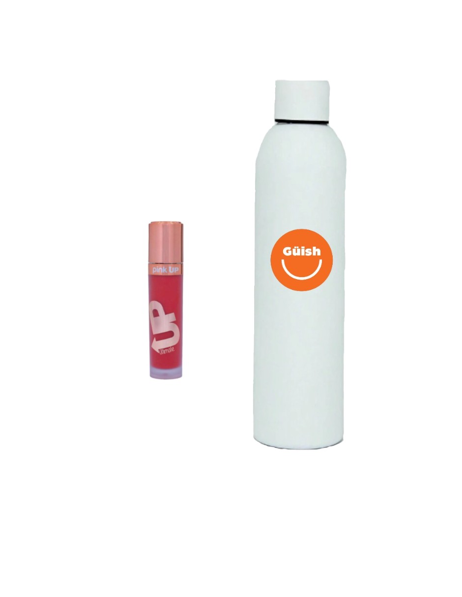 Foto 1 | Pink Up, Labial Indeleble, Color Rojo + Termo De Agua Güish