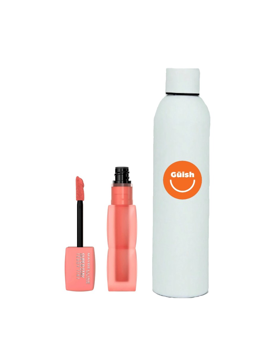 Tinta De Labios Superstay Teddy Tint Maybelline +termo De Agua Güish