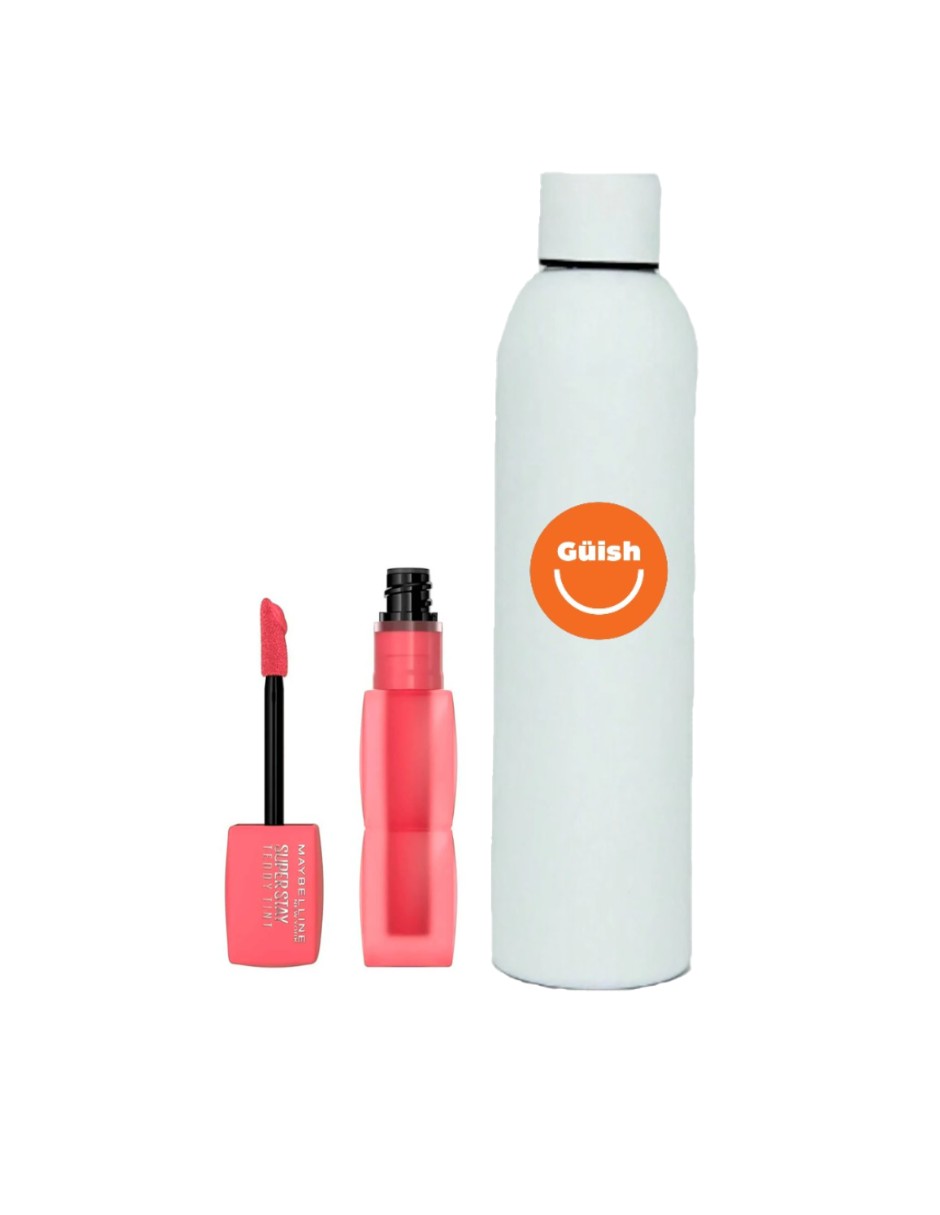 Foto 2 pulgar | Tinta De Labios Superstay Maybelline + Termo De Agua Güish