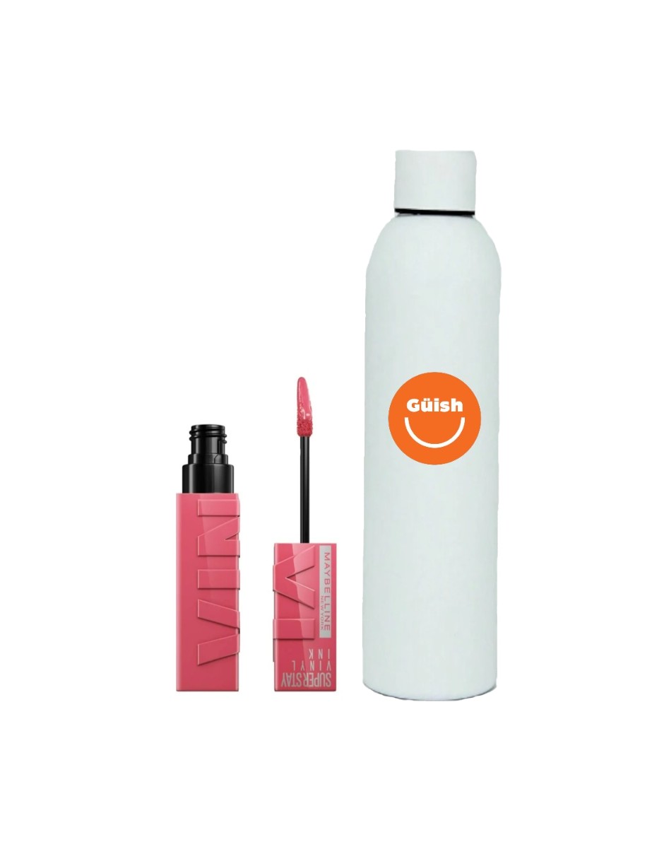 Foto 1 | Labial Líquido De Larga Duración, Superstay Tono 145 Rogue + Termo De Agua Güish