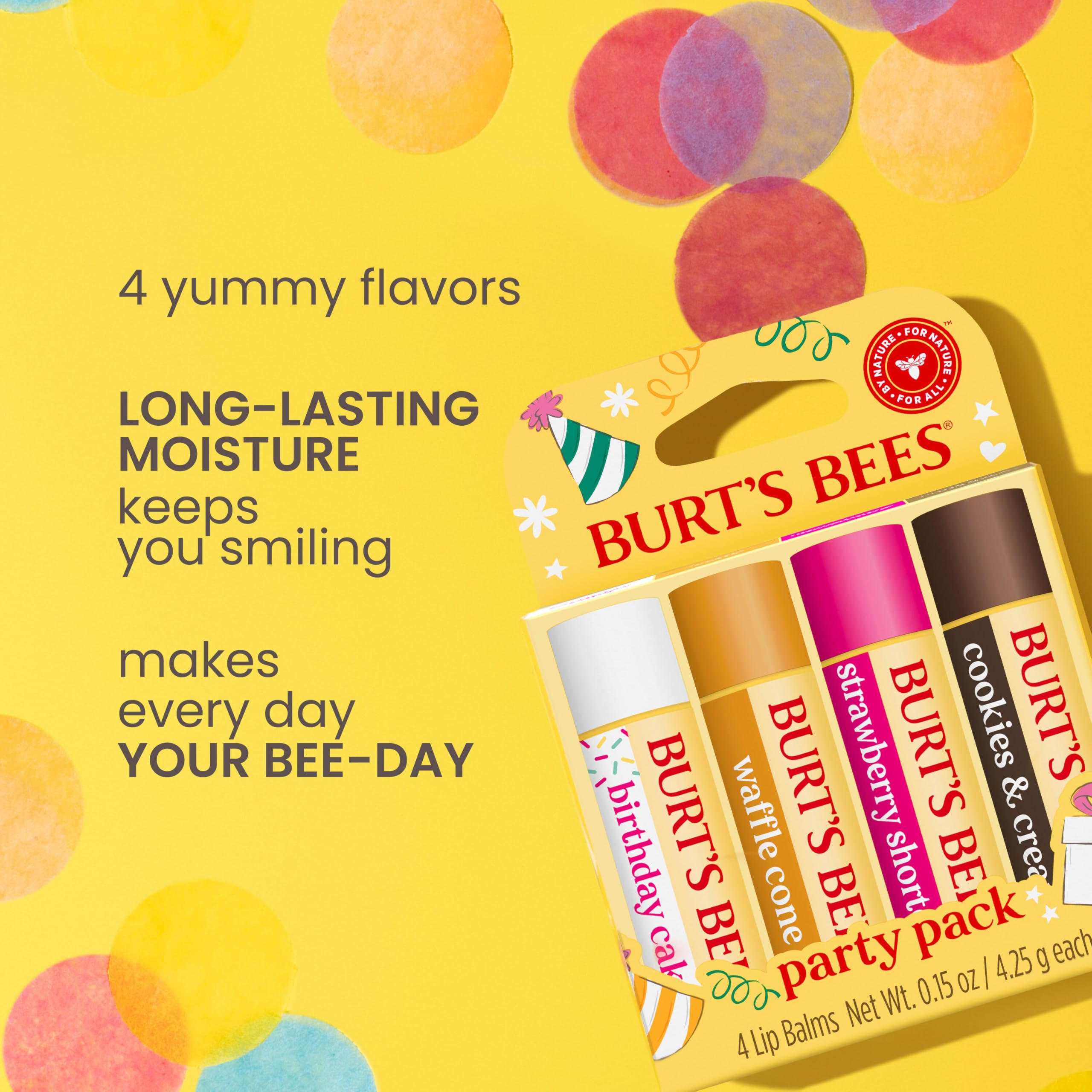 Foto 3 pulgar | Bálsamo Labial Burt's Bees Stocking Stuffers, Tarta De Cumpleaños, Paquete De 4 - Venta Internacional.