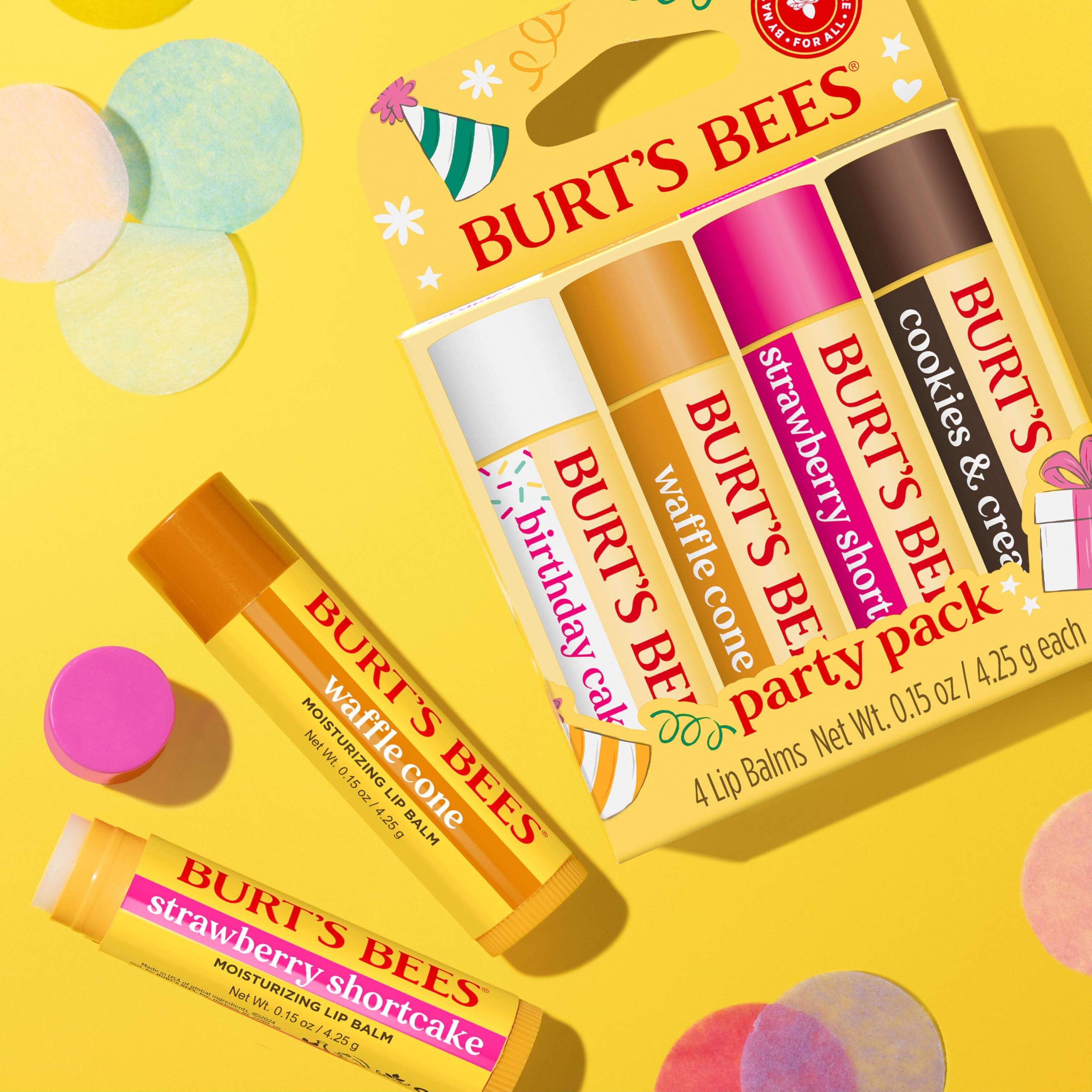 Foto 8 pulgar | Bálsamo Labial Burt's Bees Stocking Stuffers, Tarta De Cumpleaños, Paquete De 4 - Venta Internacional.