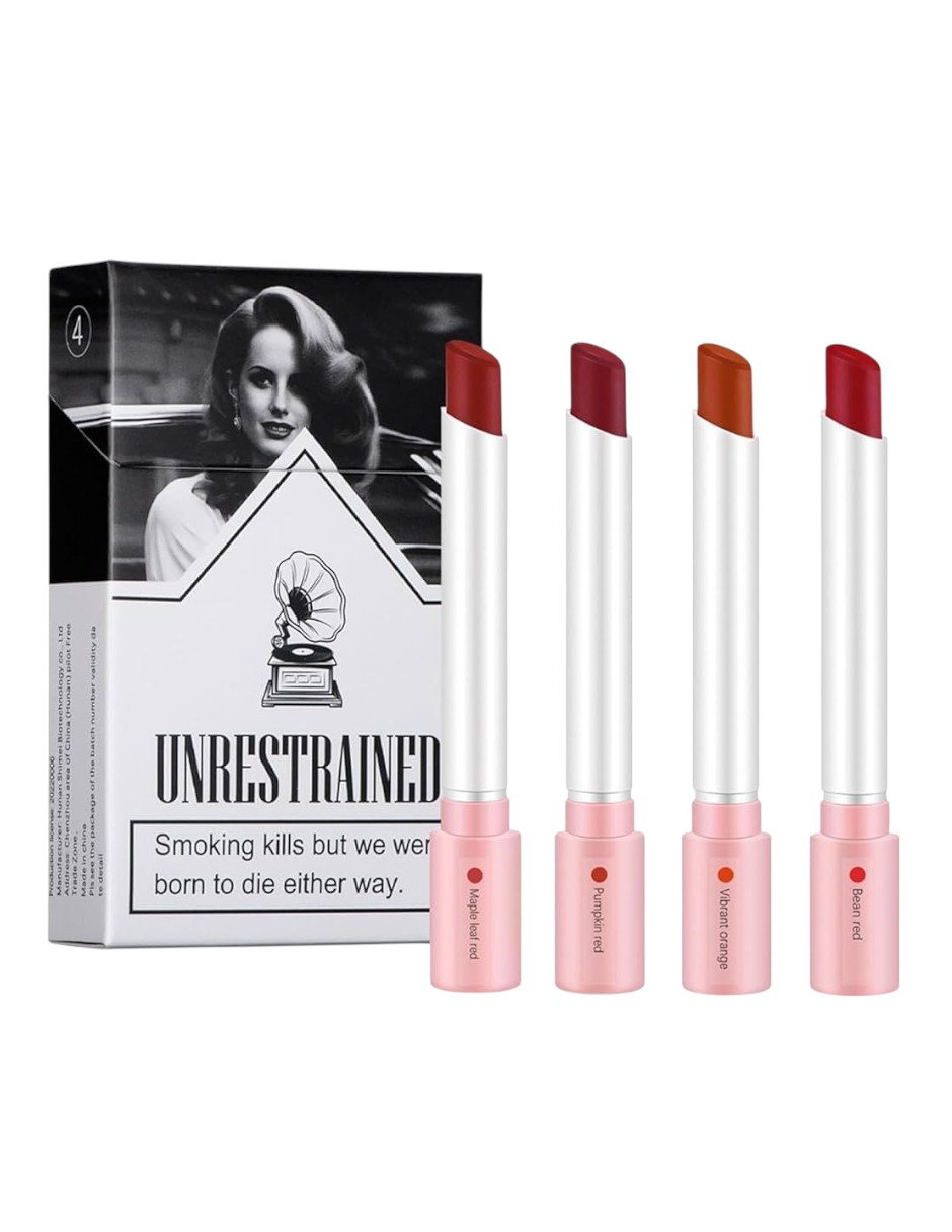 Foto 3 | Juego De Lápiz Labial Lana Del Rey Cigarrillom Mate 4 Colores + Gratis Termo Güish De Regalo