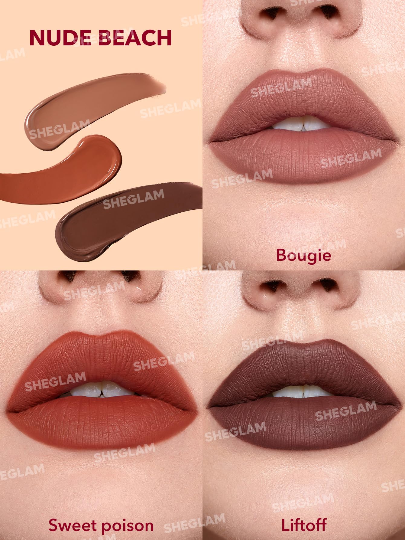 Foto 4 pulgar | Mini Set De Pintalabios Líquidos Sheglam Matte Allure Con Aceite De Girasol - Venta Internacional.