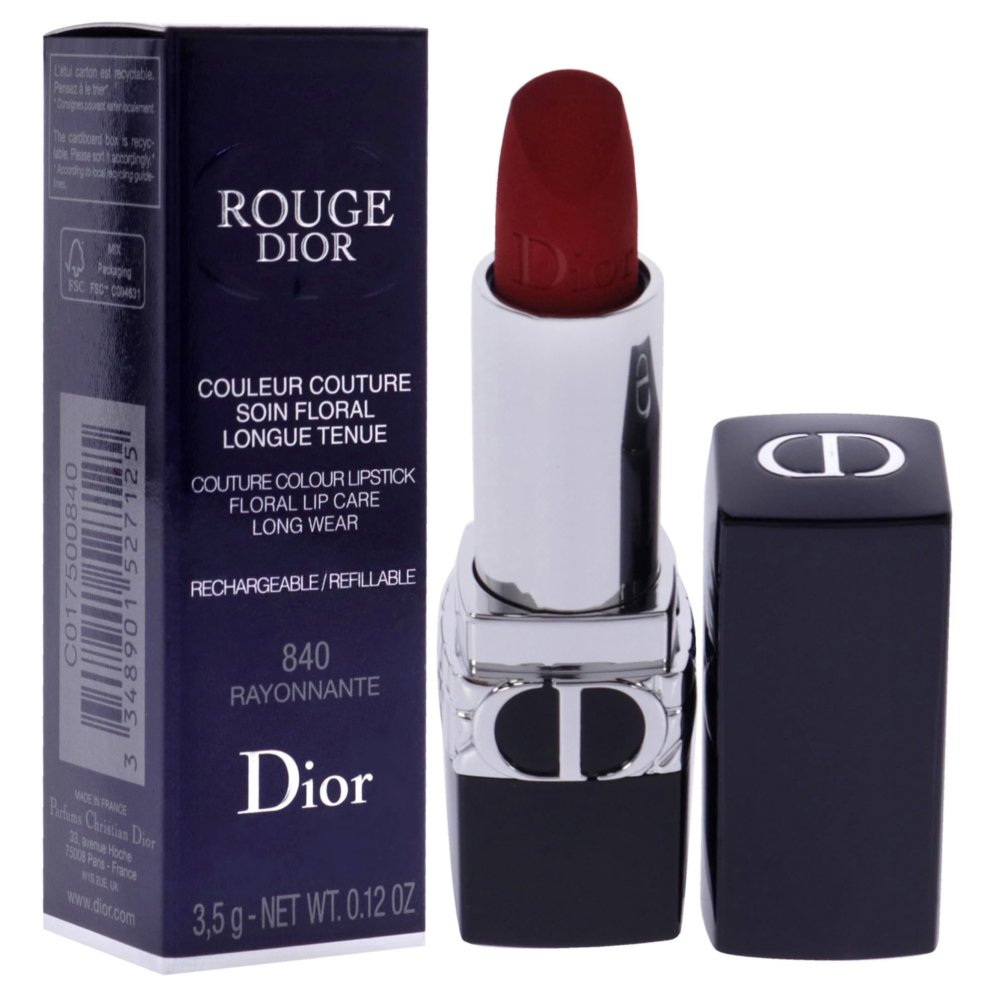 Foto 4 pulgar | Lápiz Labial Dior Rouge Refillable 840 Rayonnante (velvet) Multi - Venta Internacional.