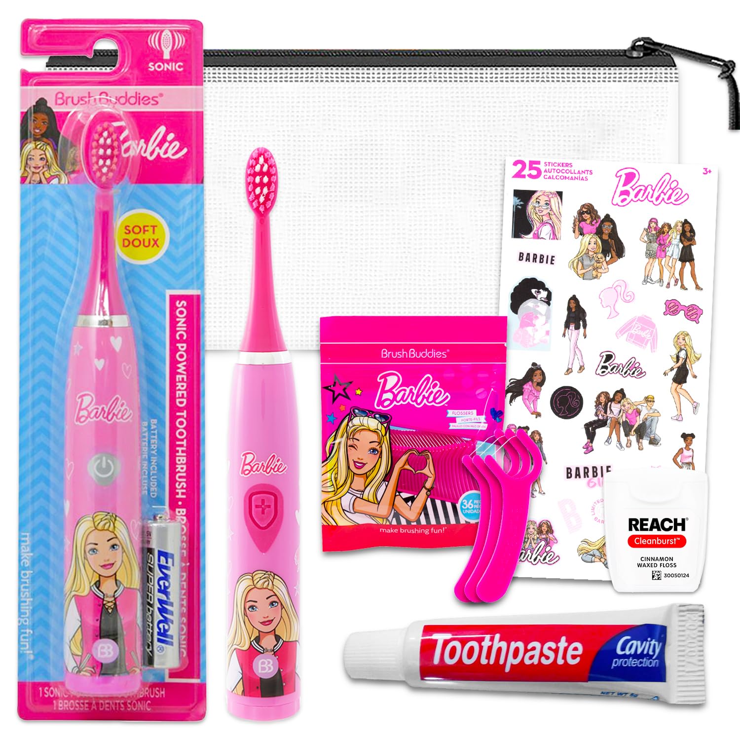 Foto 2 pulgar | Juego De Cepillos De Dientes Barbie Para Niñas Con Kit De Viaje Oral Care - Venta Internacional.