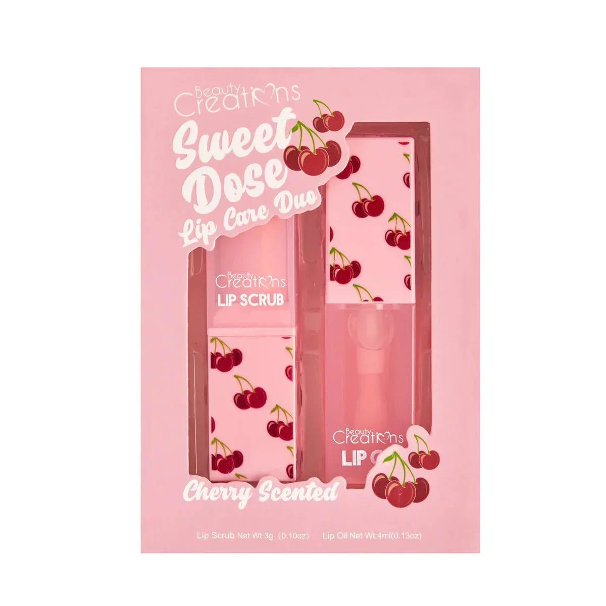Set Dúo Exfoliante Y Aceite Humectante Para Labios Cereza Beauty Creations