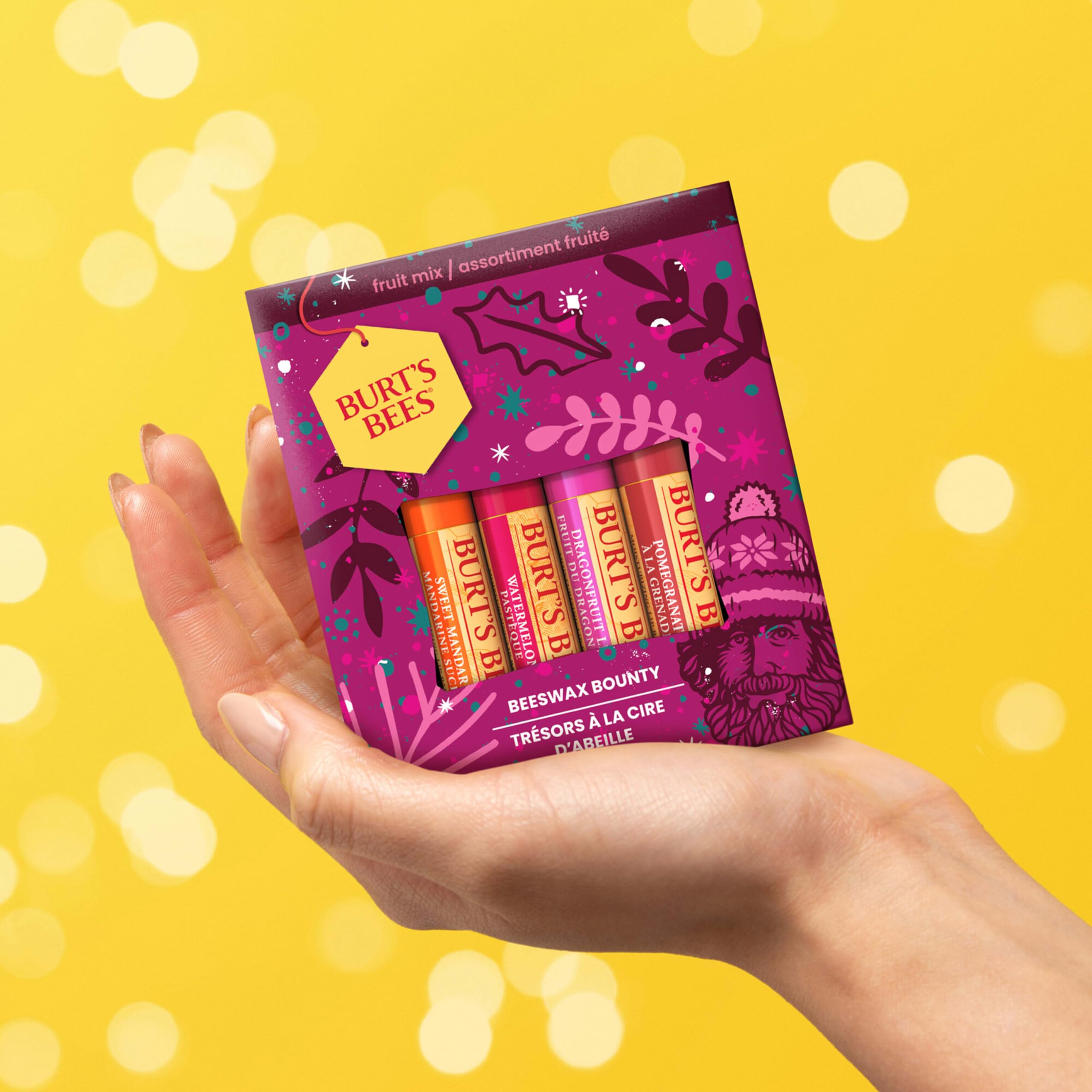 Foto 5 pulgar | Set De Regalo De Bálsamo Labial Burt's Bees Bees Beeswax Bounty Fruit Mix, Paquete De 4 - Venta Internacional.