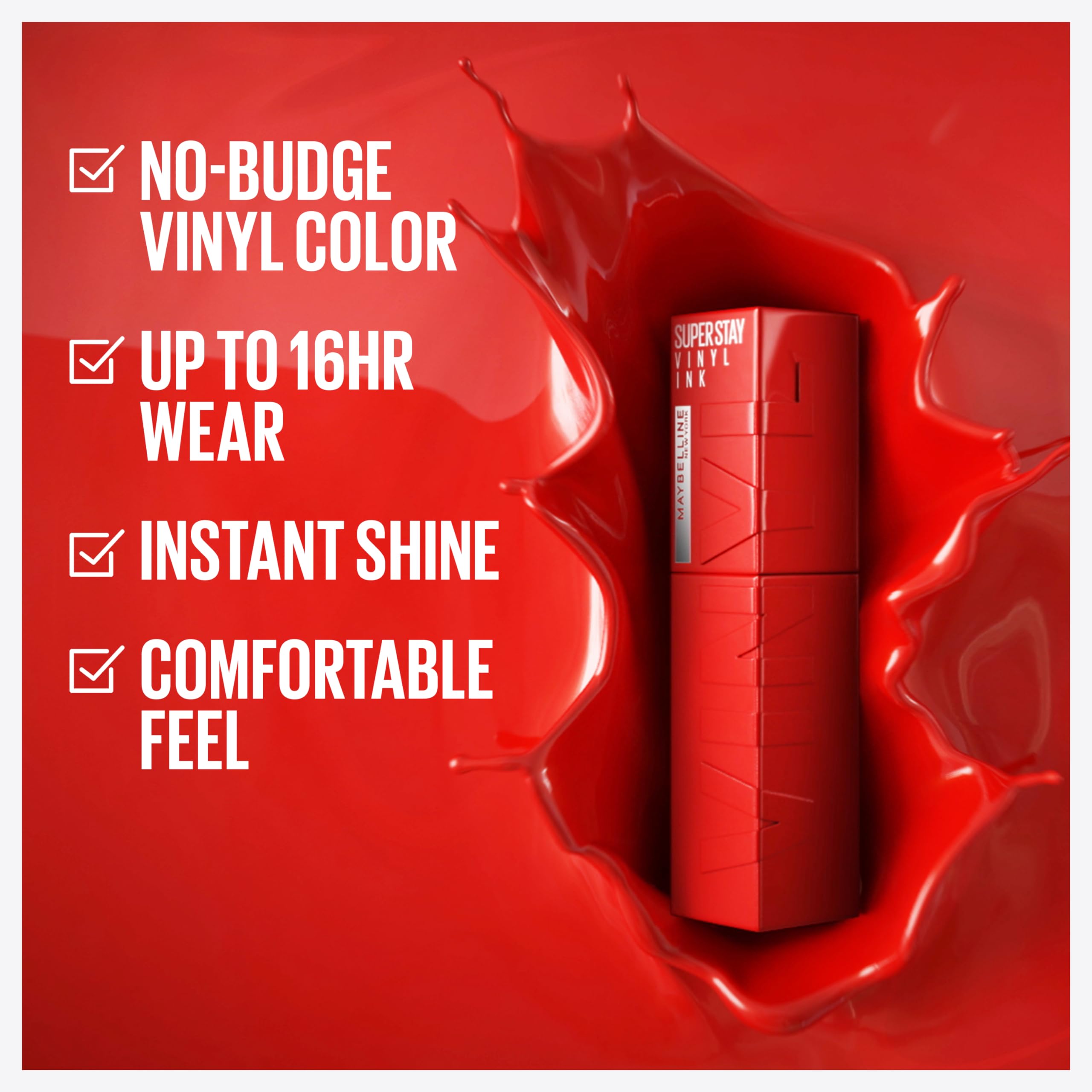 Foto 2 | Lápiz Labial Maybelline Super Stay Vinyl Ink Longwear Berry Burgundy - Venta Internacional.