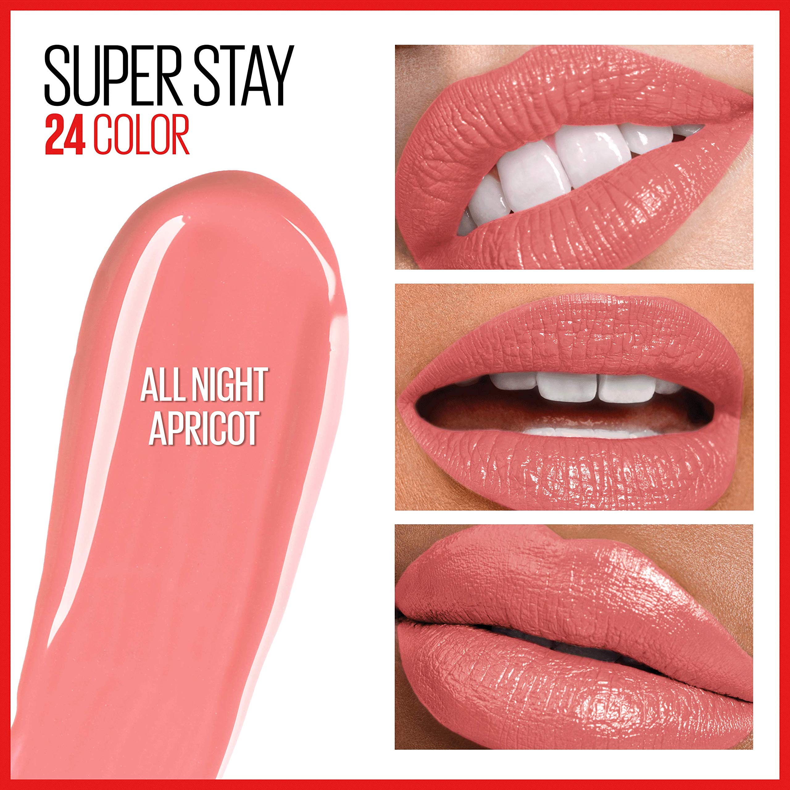 Foto 4 pulgar | Lápiz Labial Líquido Maybelline Super Stay 24 All Night Apricot - Venta Internacional.