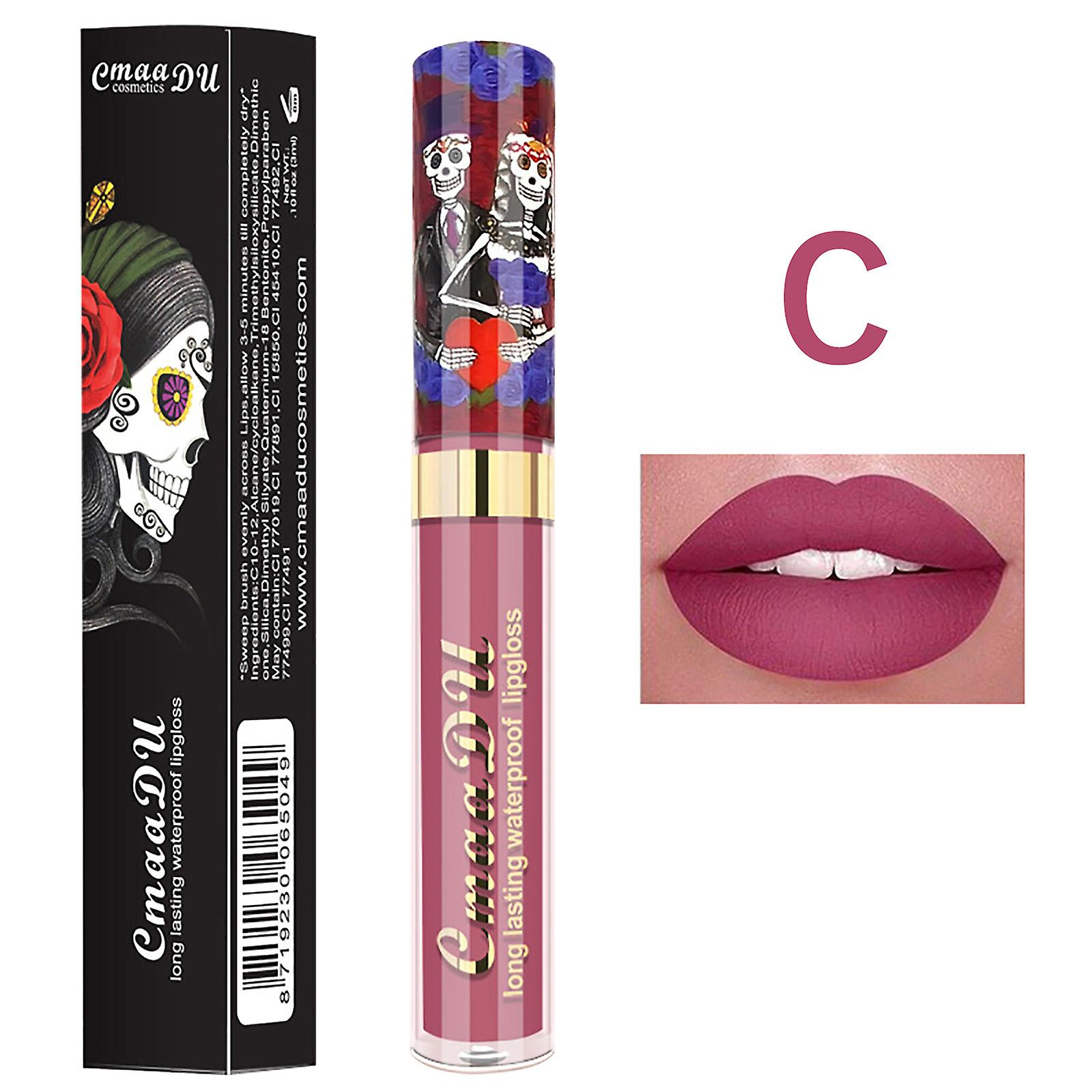 Foto 3 pulgar | Brillo De Labios Camadú Con Forma De Calavera Perlada De Metal Mate  10 Ml - Venta Internacional.