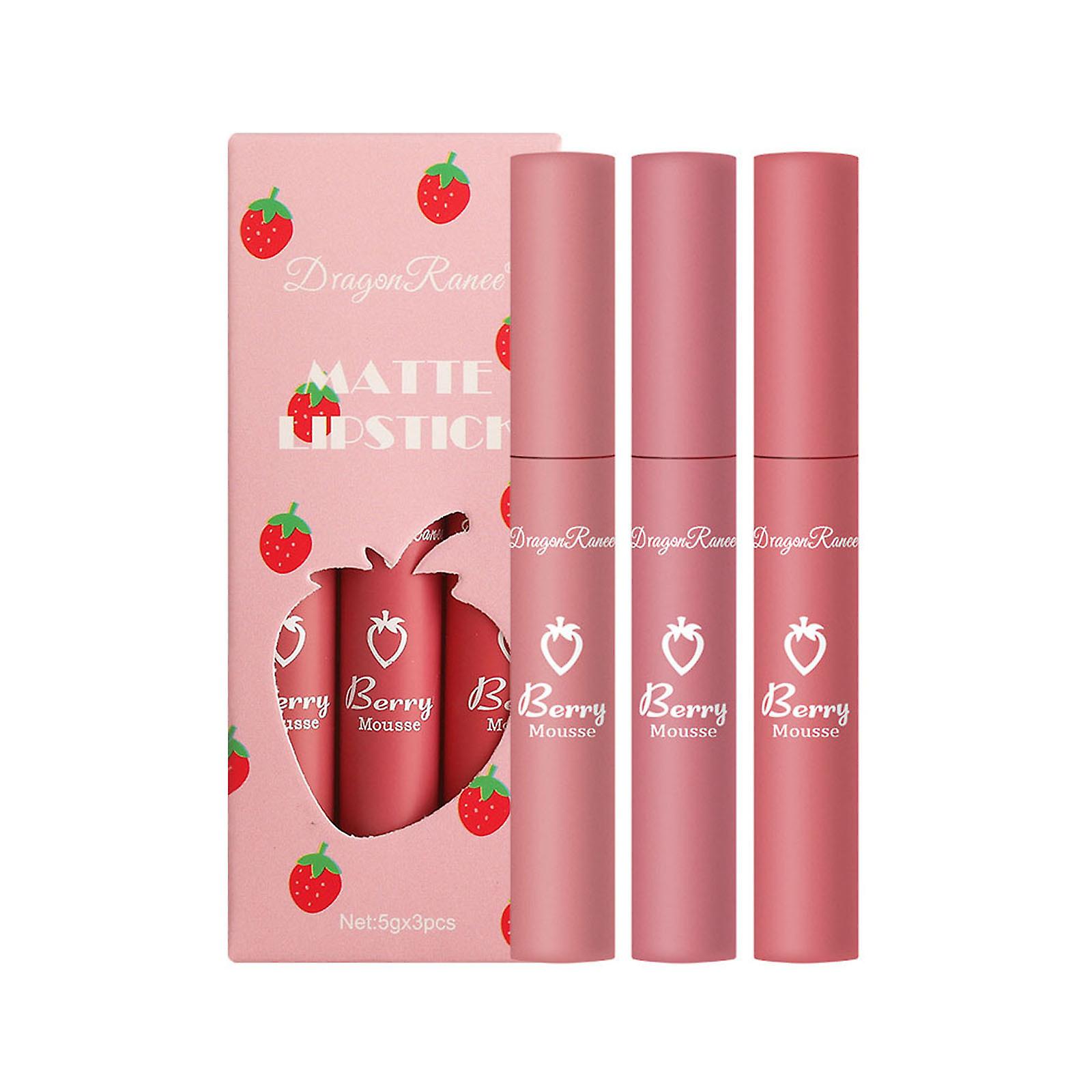 Foto 2 pulgar | Set De Pintalabios Huoguo 3 Strawberry Velvet Matte Lip Glaze - Venta Internacional.