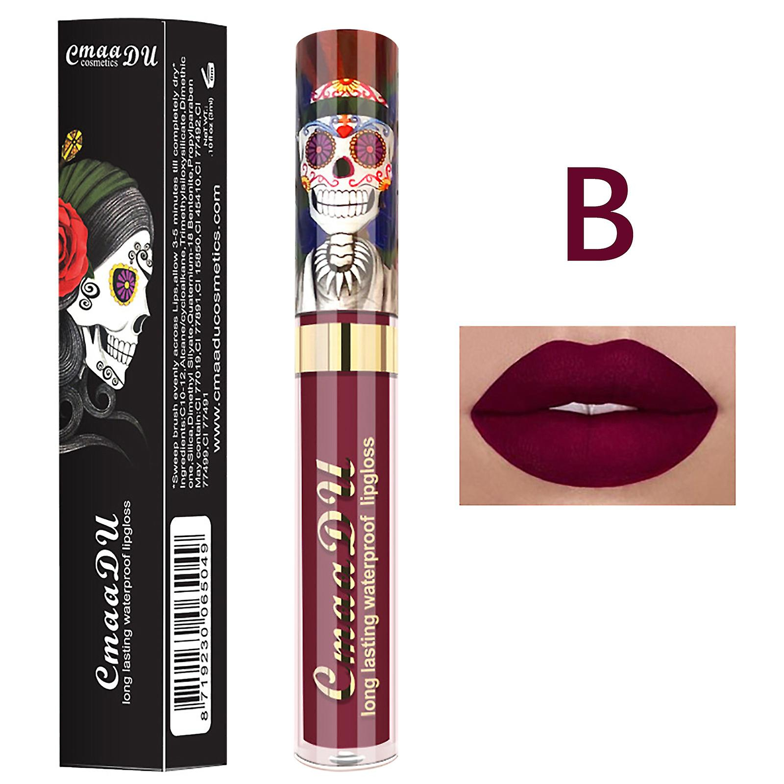 Foto 3 pulgar | Brillo De Labios Camadú Con Forma De Calavera Perlada De Metal Mate  10 Ml - Venta Internacional.