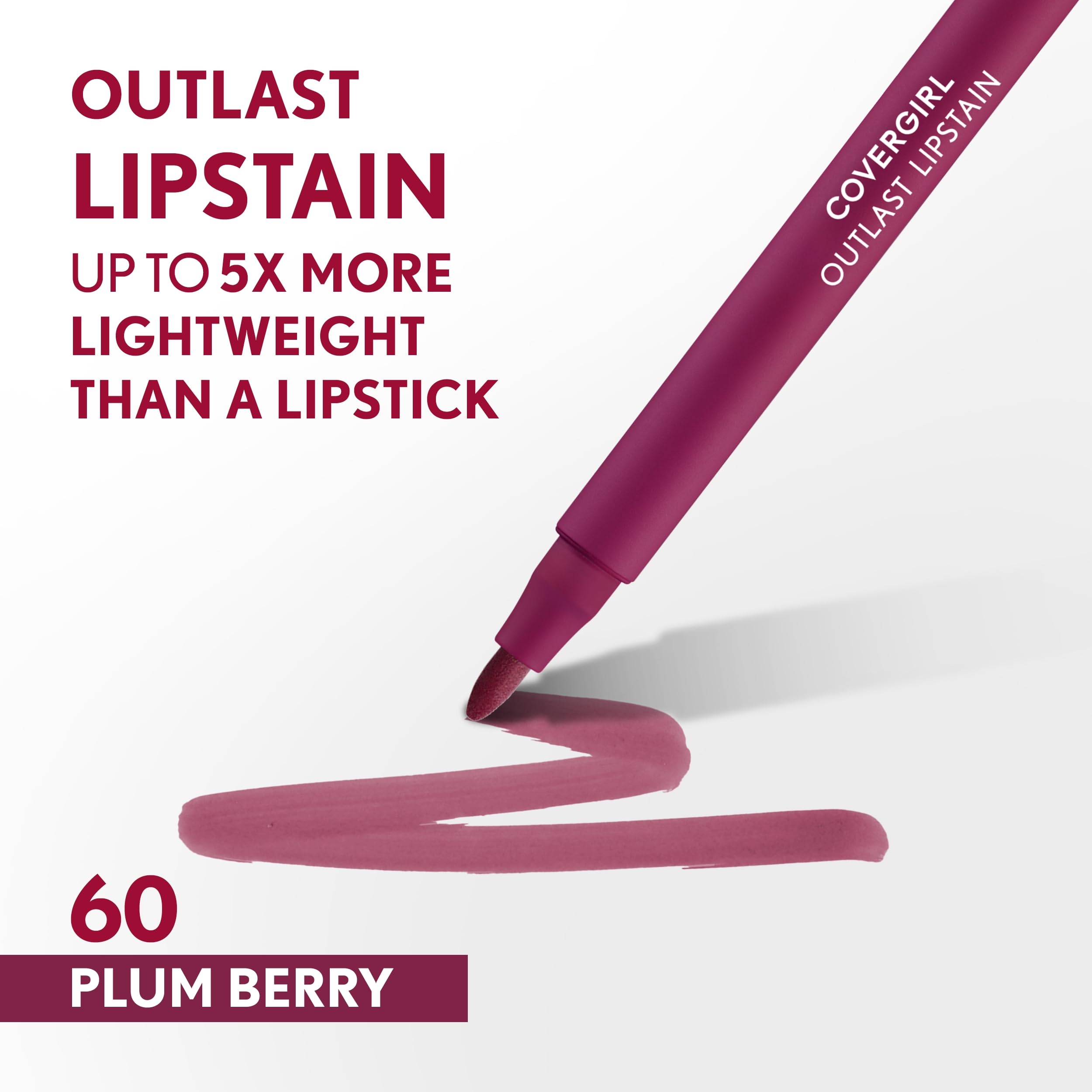 Foto 2 | Lápiz Labial Covergirl Outlast 60 Plum Berry Teñido Satinado Vegano - Venta Internacional.