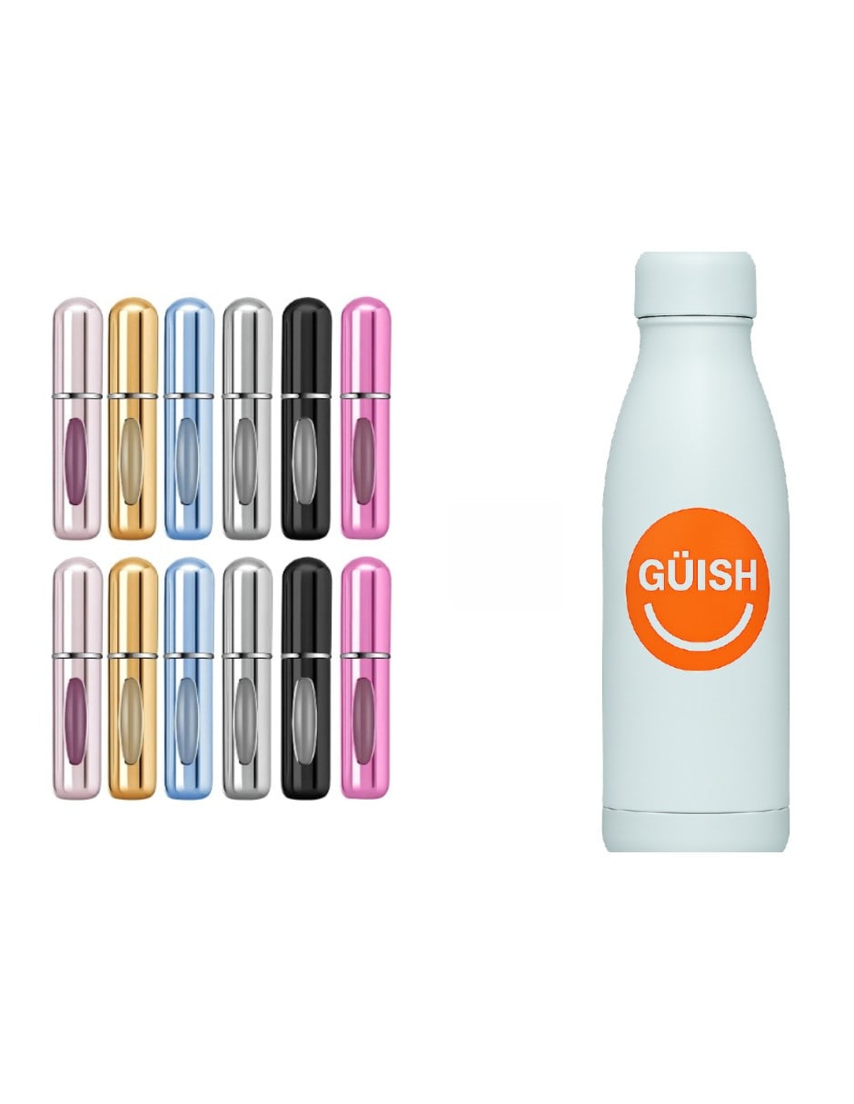 12 Pzs Mini Atomizador Para Perfume Portatil + Gratis Termo Güish De Regalo $554