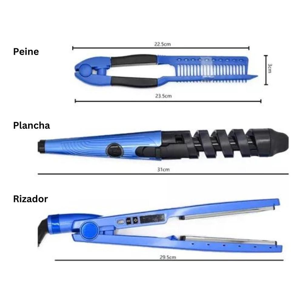 Foto 4 pulgar | Kit Plancha 450° + Rizador + Peine Cabello Gama Titanio Pro