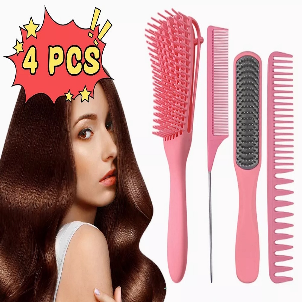 Foto 4 pulgar | Cepillo Para Cabello Desenredar El Cabello Rizado Malubero color Rosa