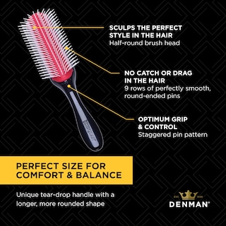 Foto 5 | Cepillo Denman D4 para Cabello Rizado 9 Hileras Negro y Rojo - Venta Internacional