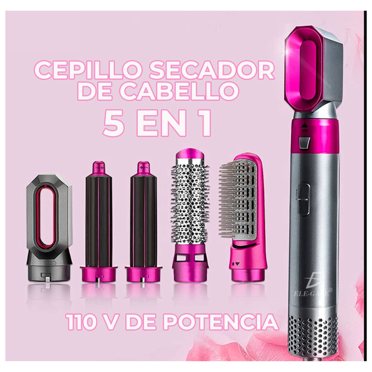 Foto 4 pulgar | Cepillo Secador de Pelo Elegate 5 en 1 Rosa