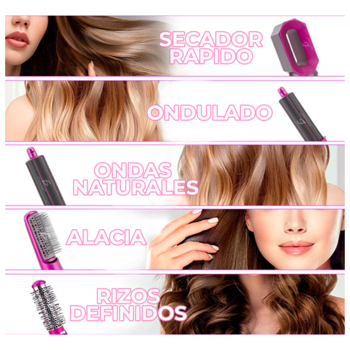 Foto 5 | Cepillo Secador de Pelo Elegate 5 en 1 Rosa