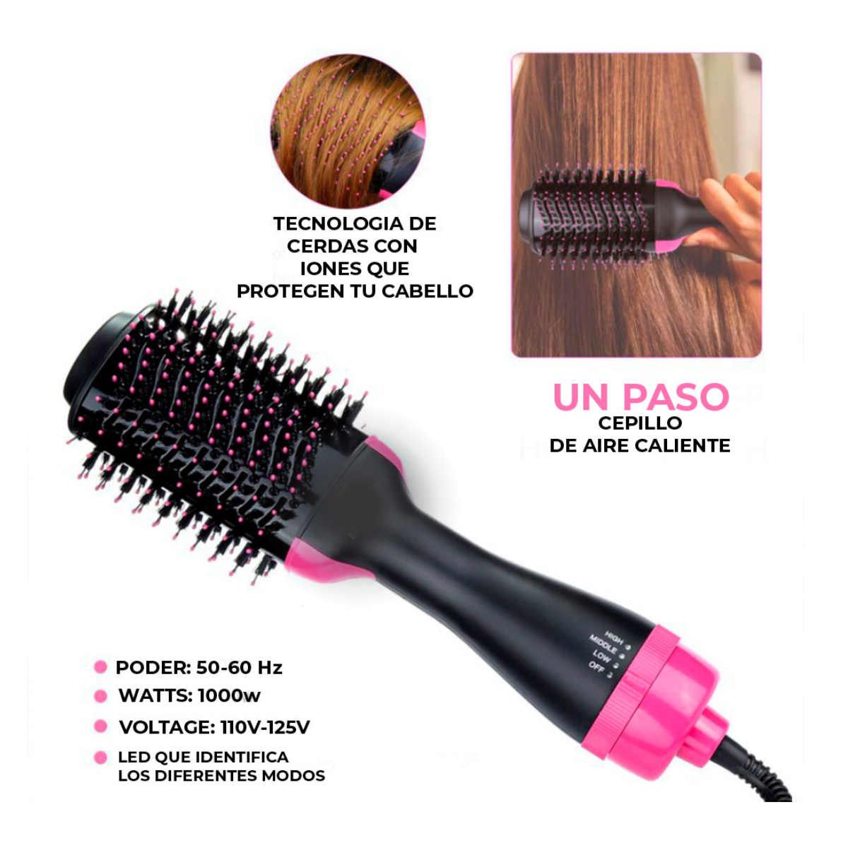 Foto 5 | Cepillo Secador Eléctrico Elegate Rosa para Cabello