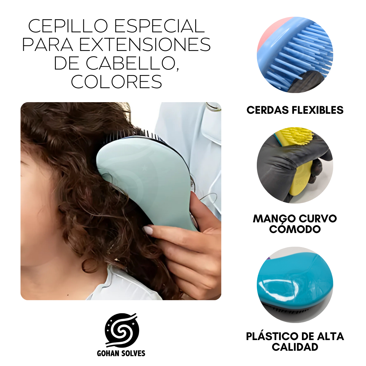 Foto 3 | Cepillo Especial Para Extensiones De Cabello, Desenredante, 2pz
