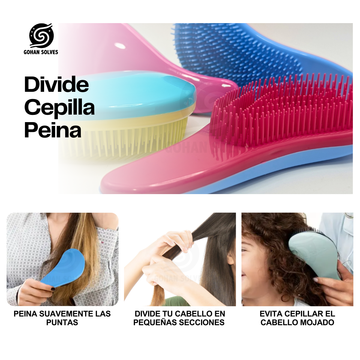 Foto 4 | Cepillo Especial Para Extensiones De Cabello, Desenredante, 2pz