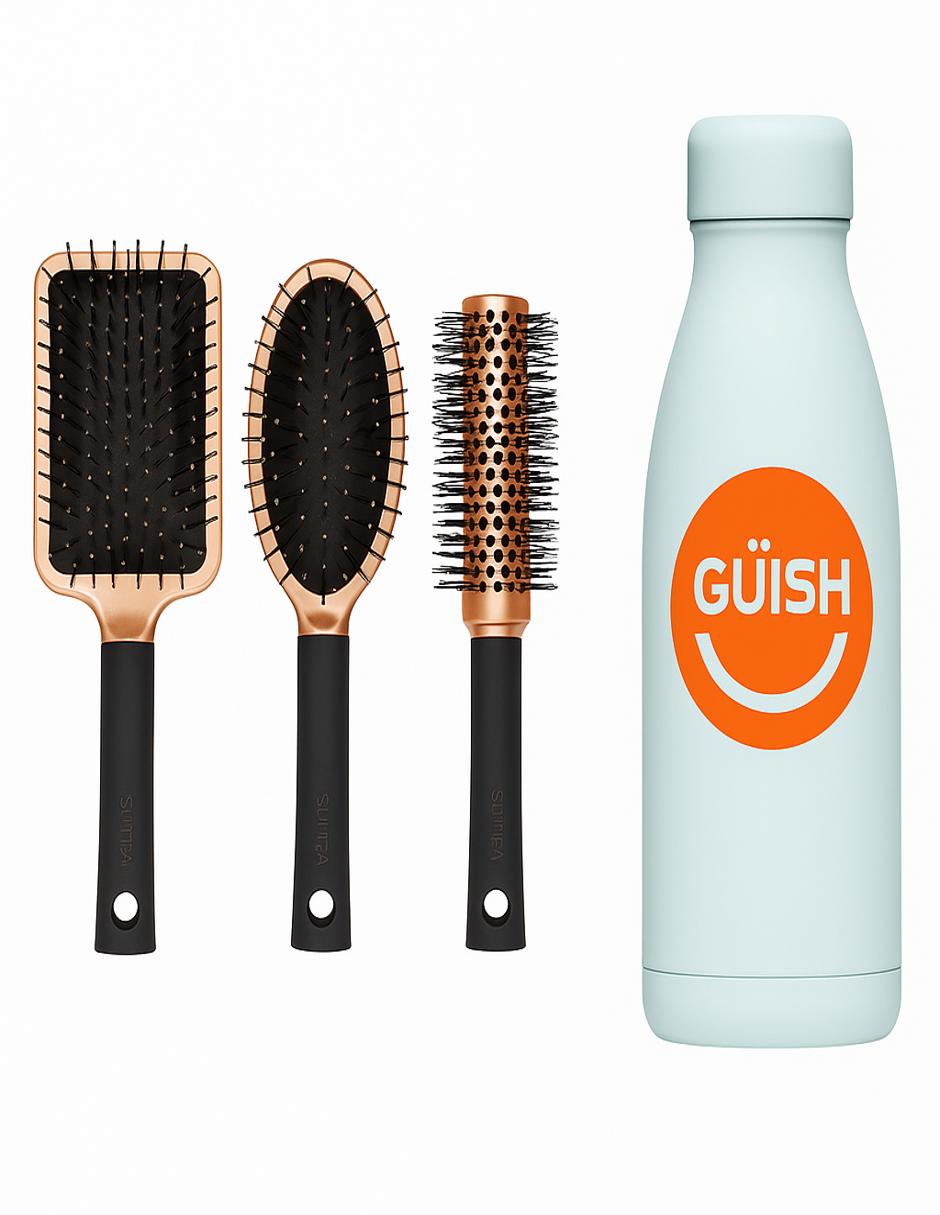 Foto 1 | Cepillos para Cabello 4 Piezas + Termo Güish