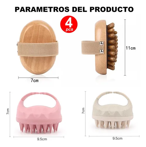 Foto 3 pulgar | Masajeador De Cabeza De Sándalo+cepillos Para Ducha Cabello