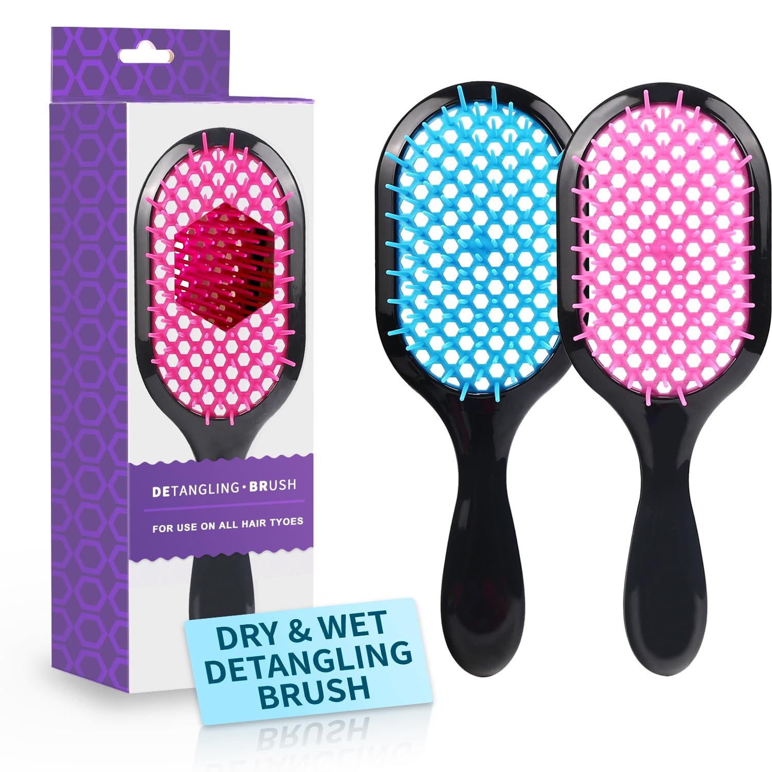 Foto 4 pulgar | 2 Set De Cepillos Desenredantes Anti Frizz Suave Y Eficaz En Tipos De Cabello Frágil Húmedo O Seco