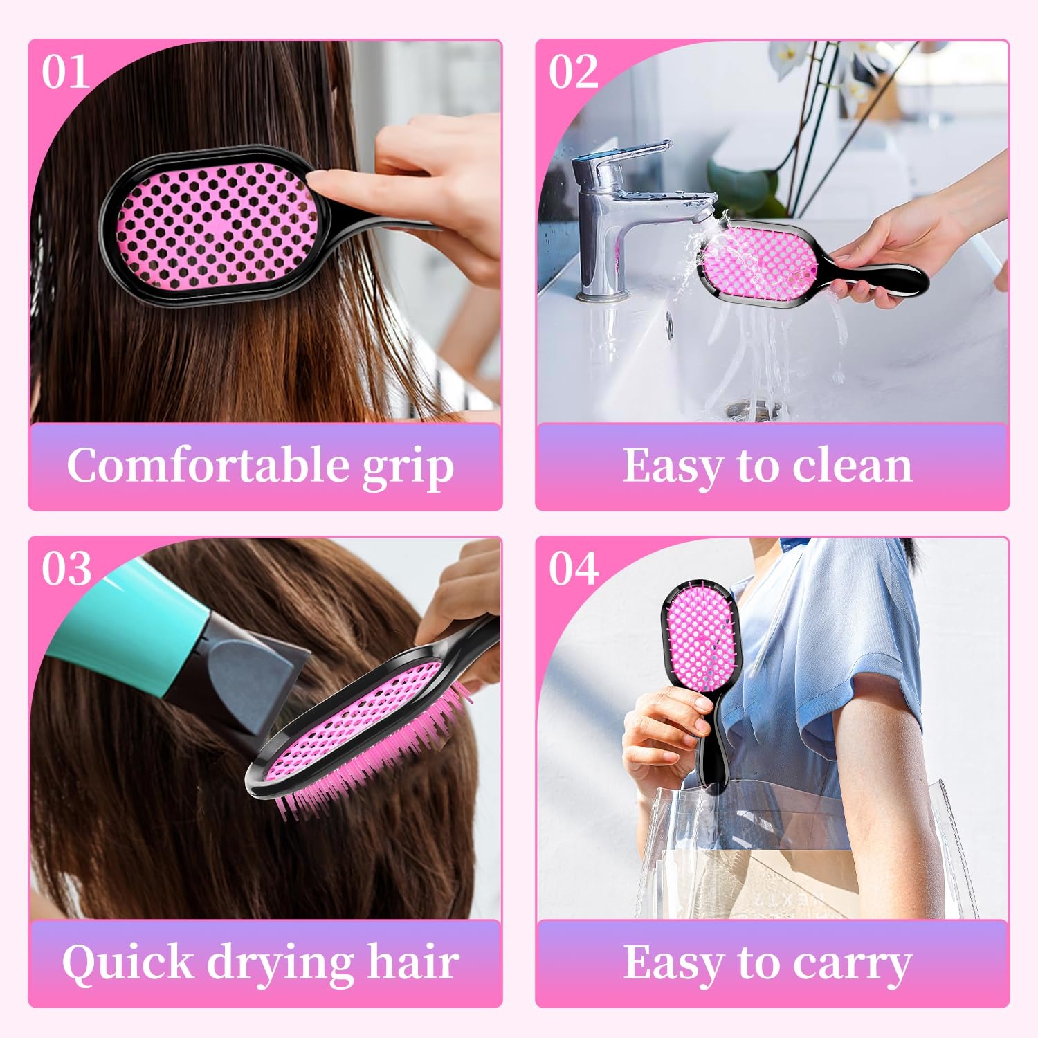 Foto 5 pulgar | 2 Set De Cepillos Desenredantes Anti Frizz Suave Y Eficaz En Tipos De Cabello Frágil Húmedo O Seco