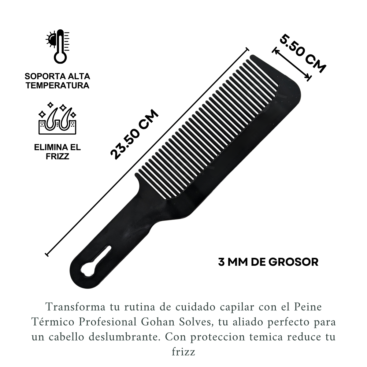 Foto 3 pulgar | Peine De Alta Resistencia Térmica  Antiestético  Todo Tipo De Cabello  Uso Con Calor  Efecto Estilista Y Barberia