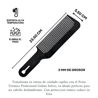 Foto 2 | Peine De Alta Resistencia Térmica Antiestético Todo Tipo De Cabello Uso Con Calor Efecto Estilista Y Barberia