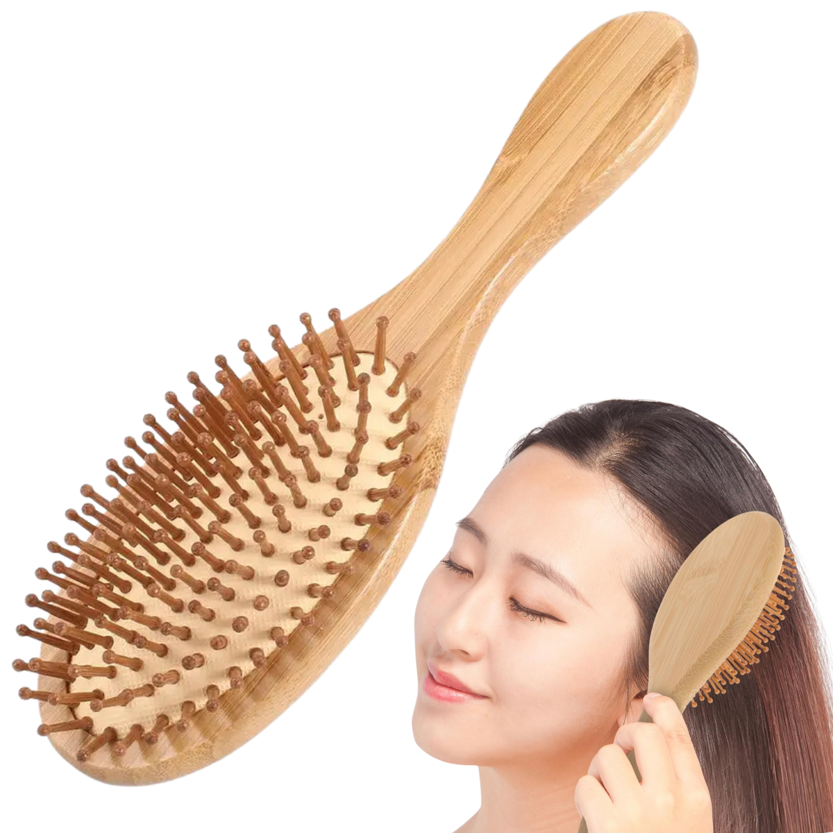 Foto 2 pulgar | Cepillo De Bambú 100% Natural Peinado Masajeador Cabello