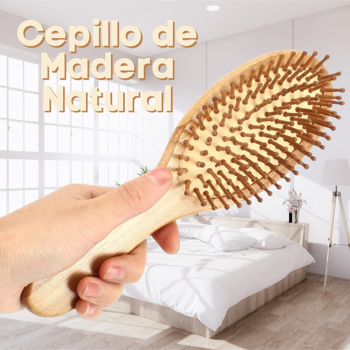 Foto 3 pulgar | Cepillo De Bambú 100% Natural Peinado Masajeador Cabello