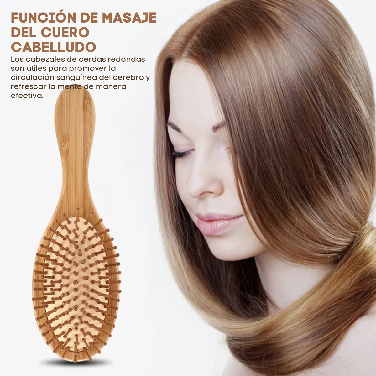 Foto 5 pulgar | Cepillo De Bambú 100% Natural Peinado Masajeador Cabello