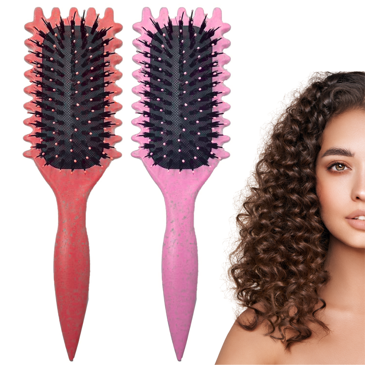 Foto 2 pulgar | Cepillo Definir Rizos Peine Cabello Rizado Peinado Rulos 2pz