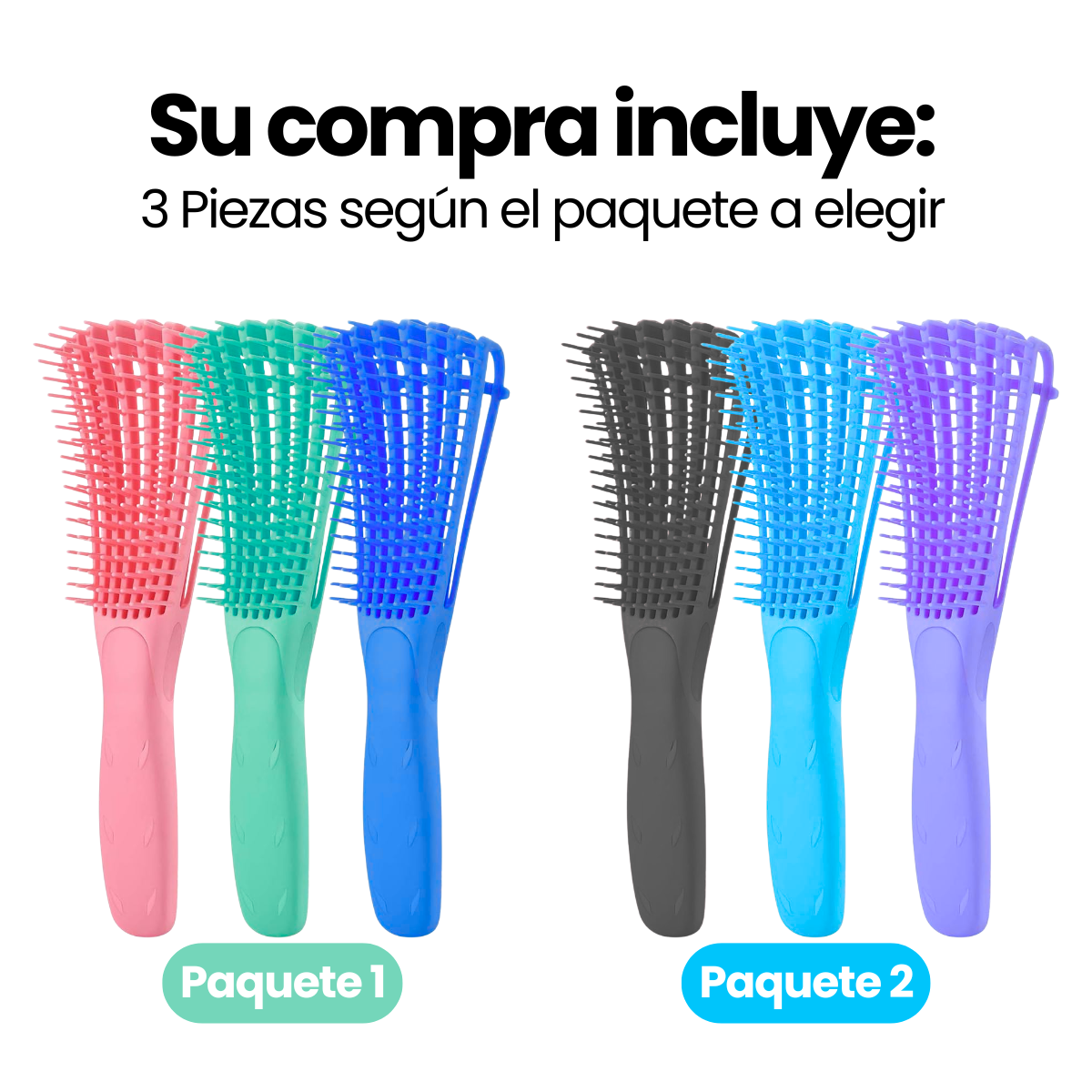 Foto 3 pulgar | 3 Cepillo Cabello Rizado Definir Desenredar Peine Flexible (paquete 1)
