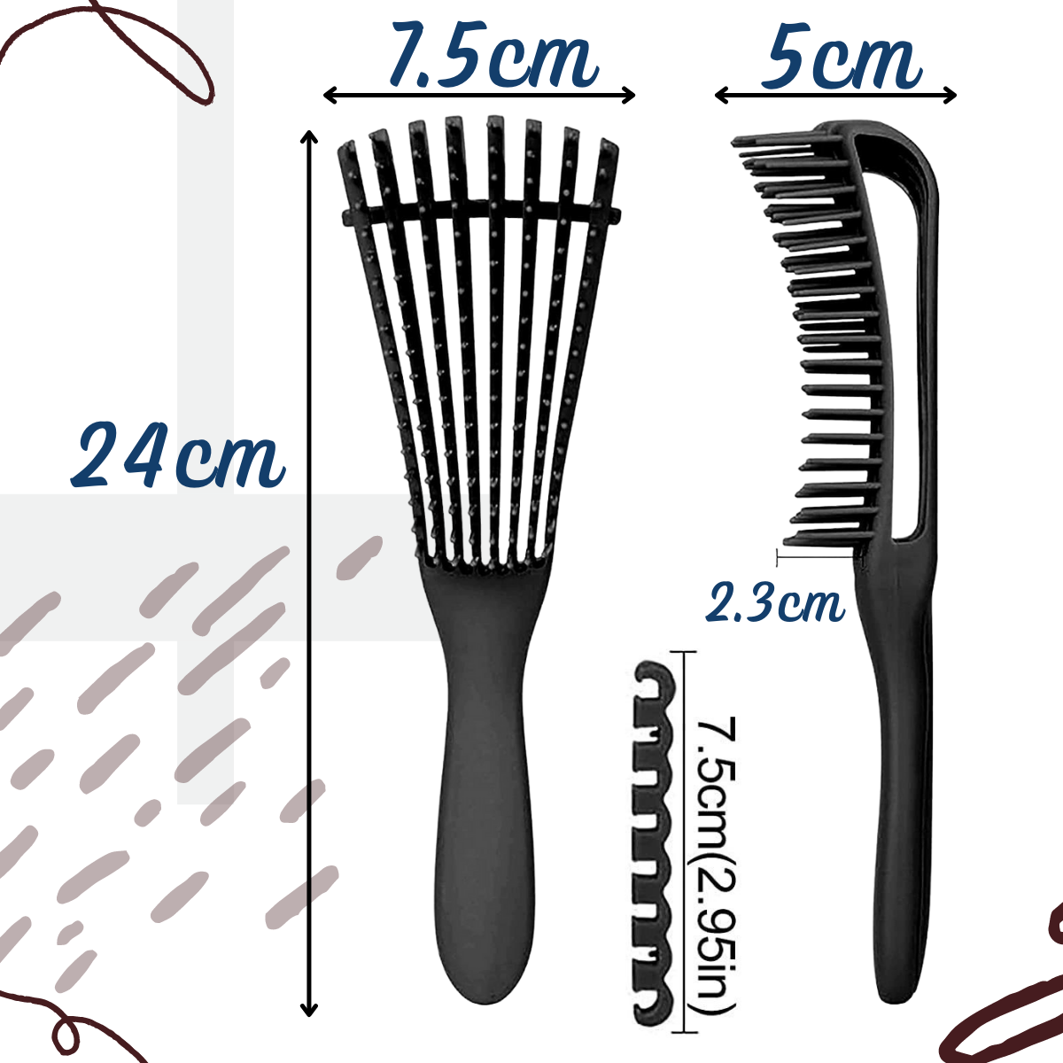 Foto 4 pulgar | 3 Cepillo Cabello Rizado Definir Desenredar Peine Flexible (paquete 1)