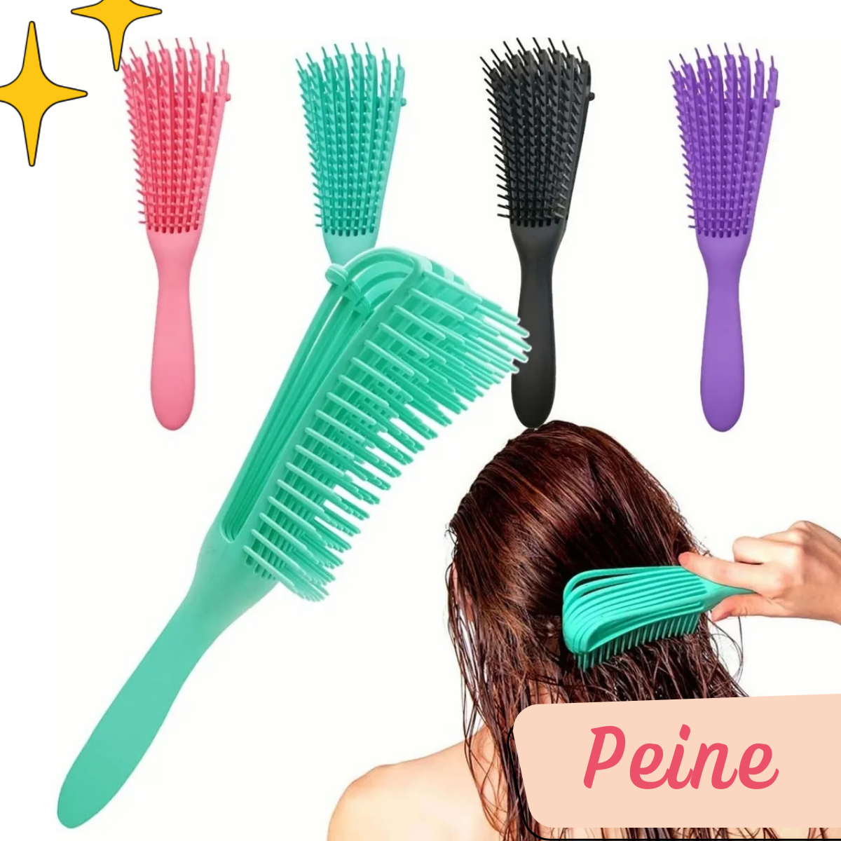 Foto 7 | 3 Cepillo Cabello Rizado Definir Desenredar Peine Flexible (paquete 1)