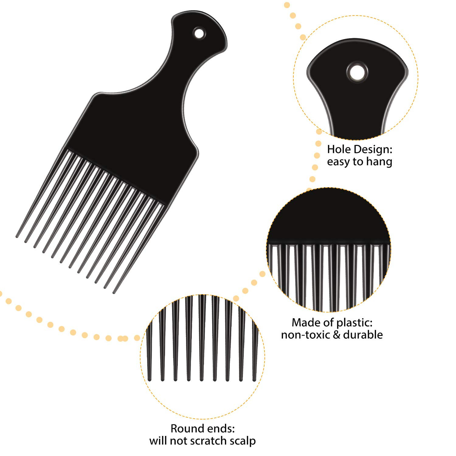 Foto 5 pulgar | Peine Con Forma De Palillo Huoguo  6 Piezas De Plástico  Ancho  Para Cabello Rizado - Venta Internacional.