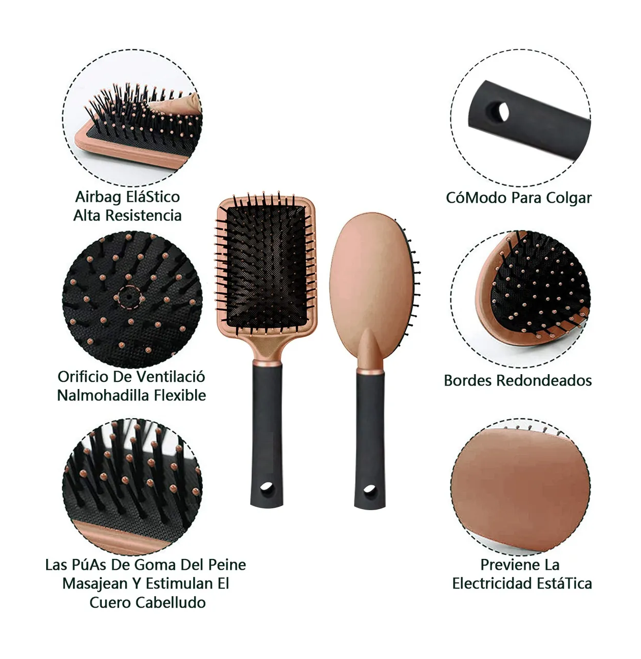 Foto 4 pulgar | Herramientas De Peluquería Peine Redondo Para Peluq 4 Piezas Oro