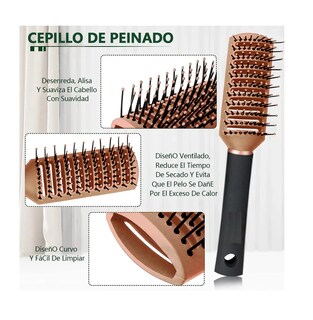 Foto 5 | Herramientas De Peluquería Peine Redondo Para Peluq 4 Piezas Oro
